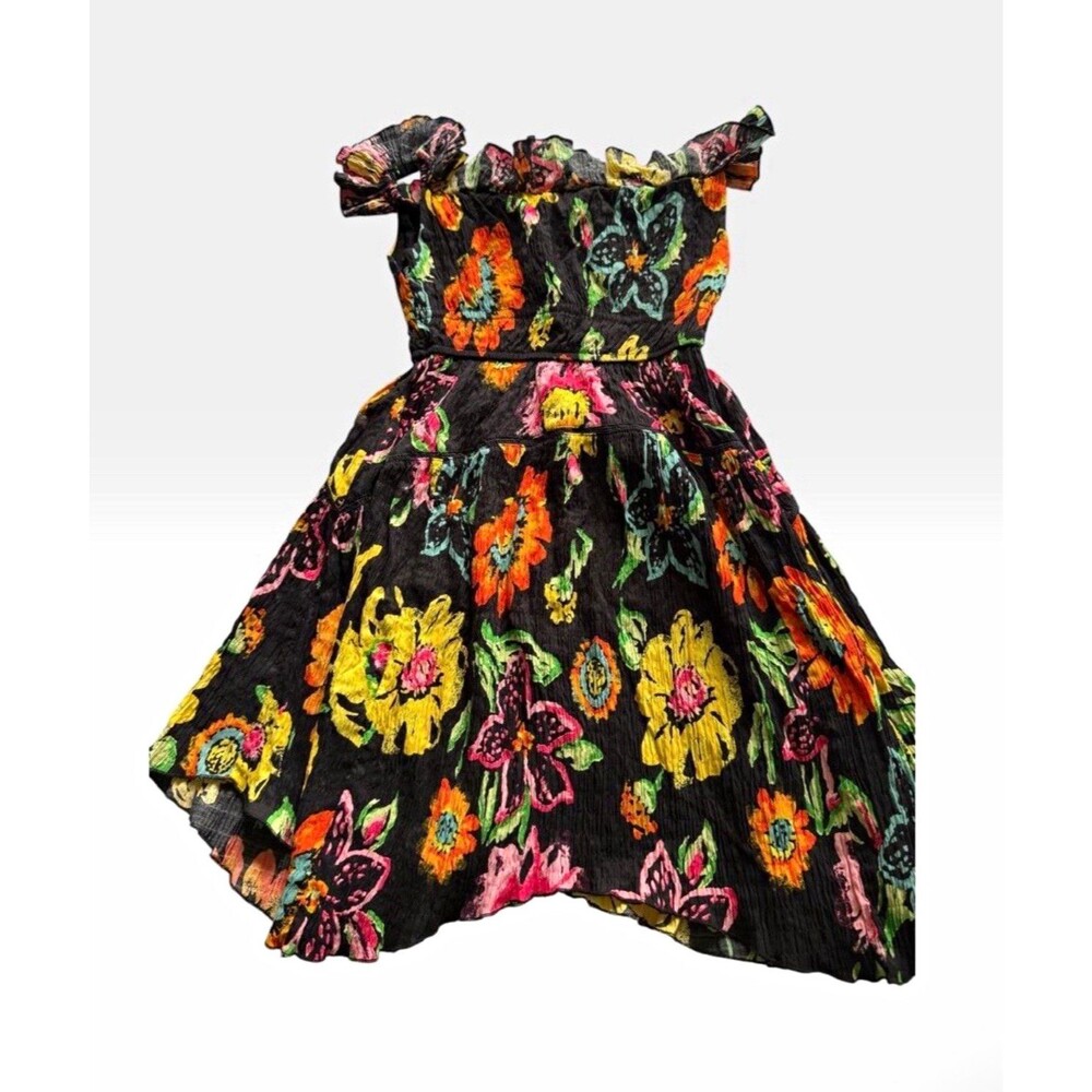 Urban Outfitters XS Floral Dress Off Shoulder Ruffle Fit & Flare Boho Festival